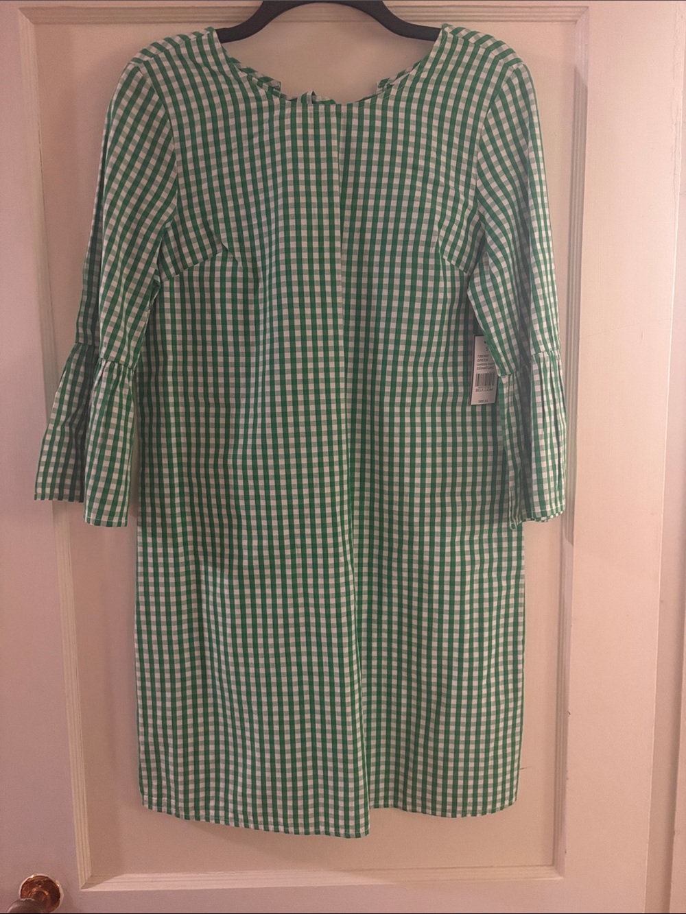Crown & Ivy Green and White Gingham Bell Sleeve Dress